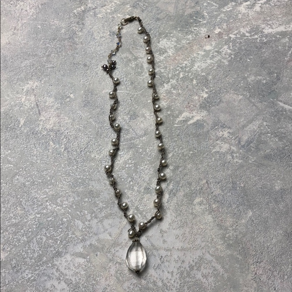 Crochet Pearl Necklace-sterling silver